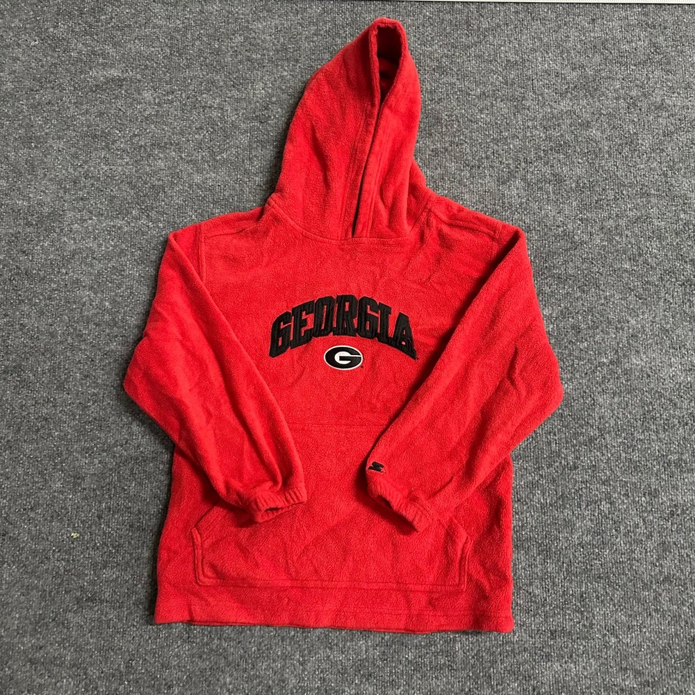 Starter Hoodie Youth Size 12/14 Red Georgia Bulldogs Fleece Pullover NCAA Logo
